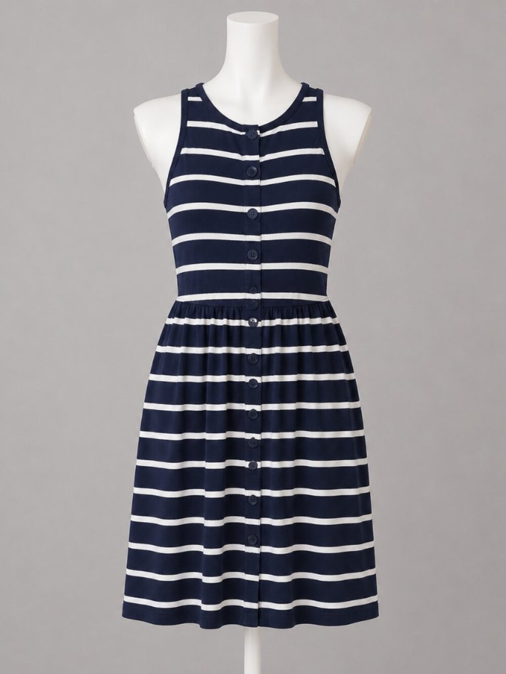 J. Crew Cotton Striped Button Front Midi Dress Navy Size XS Nautical Coastal